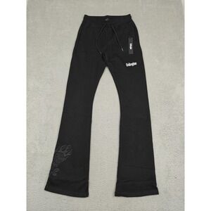 Civilregime Pants Mens Medium Black Forever Rose Flare Leg Fleece Sweatpants New